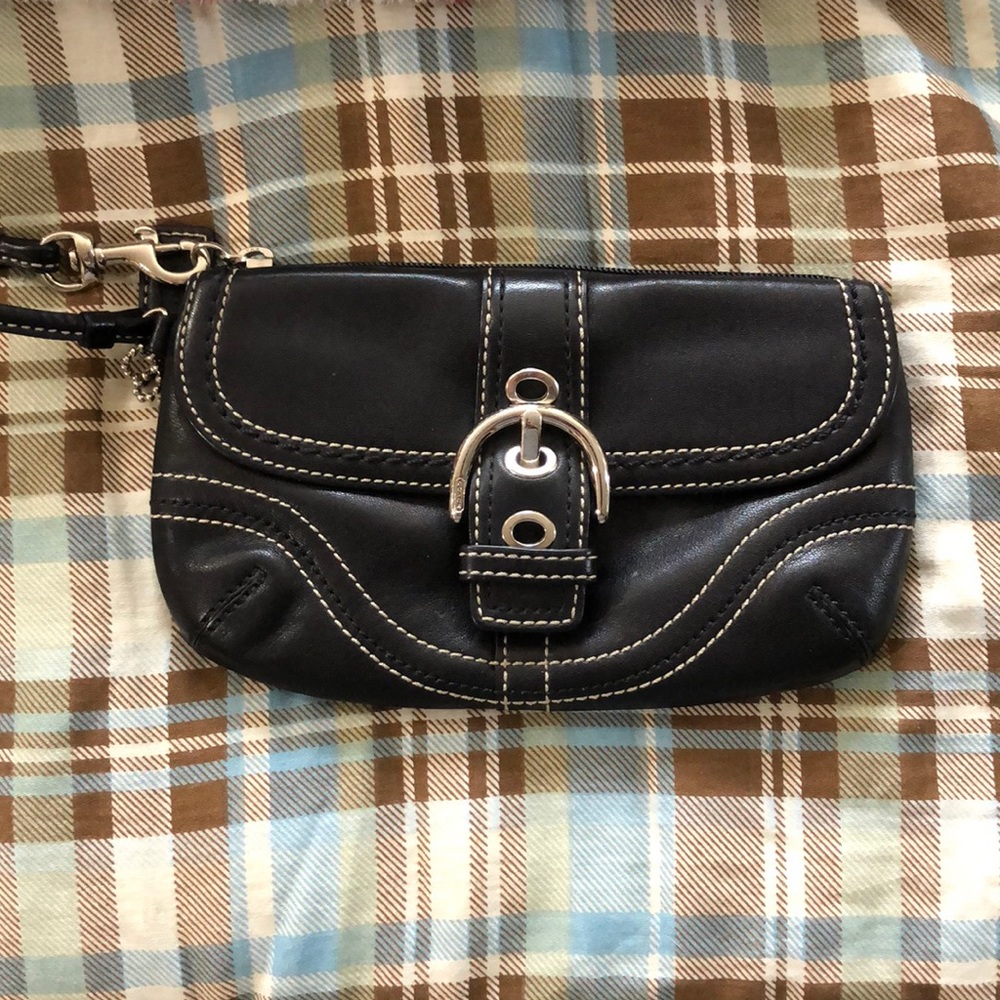 Coach Buckle Leather Wristlet
